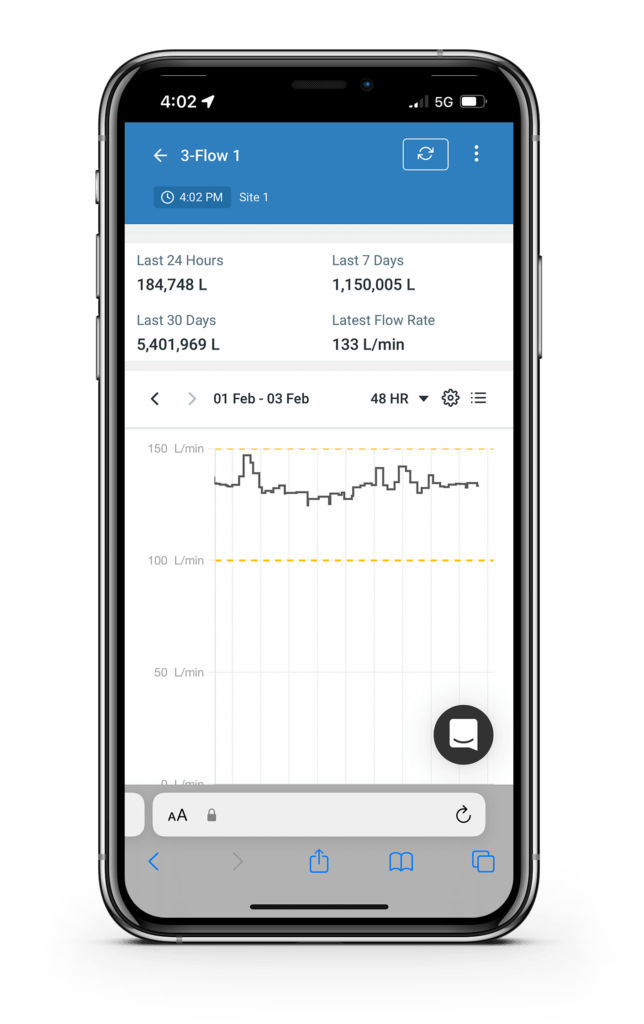 Flow Sensor screen