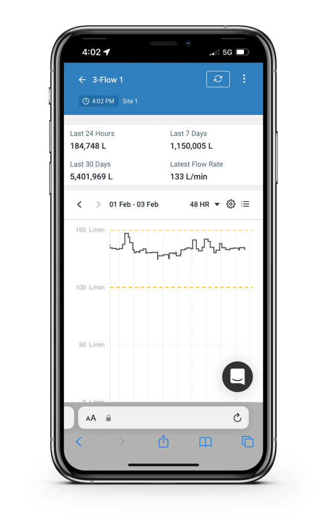 Flow Sensor screen